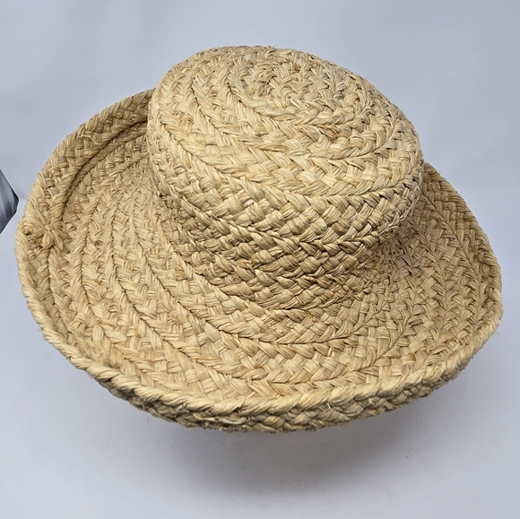HELEN KAMINSKI HANDMADE RAFFIA STRAW SUN HAT ROLLED BRIM NATURAL WOMEN OS BEACH - Picture 5 of 14